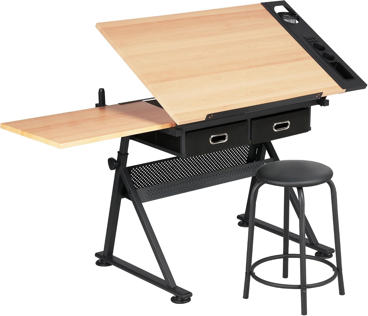 Home Furniture & Hardware Trading - Verstellbarer Zeichentisch mit passendem Hocker, neigbare