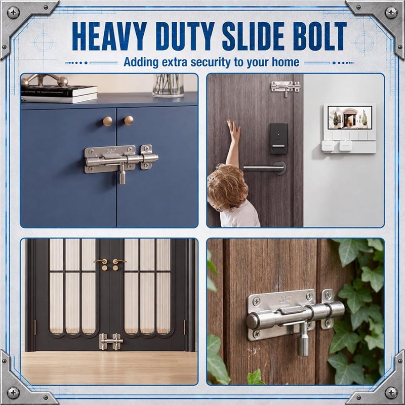 ABRU-Set mit 6 Türriegeln für  – Barrel Bolt Slide Bewertung und Preis