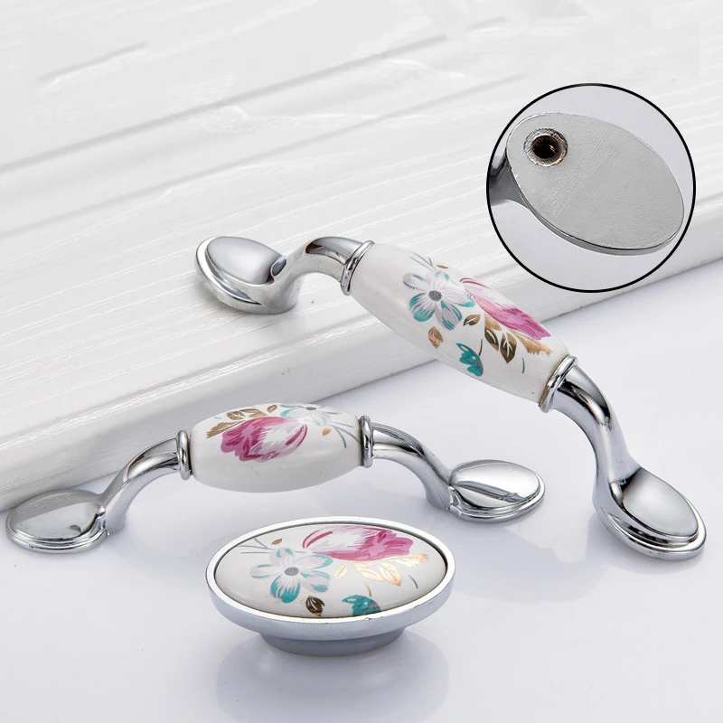 Tulpe Keramik Türgriff Silber  – Vintage Furniture Hardware Pulls Bewertung und Preis